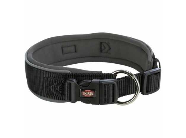 Collar nylon Premium negro extra ancho, acolchado neopreno de Trixie