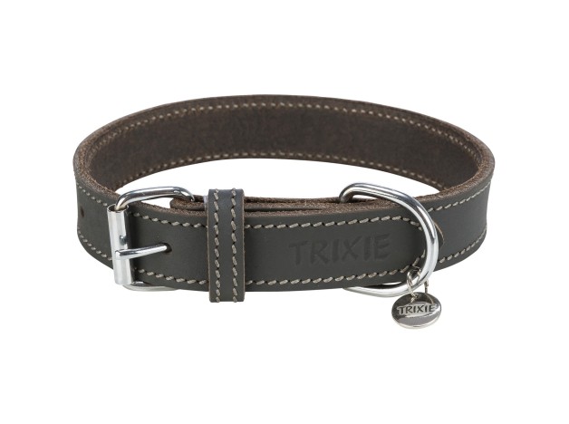 Collar de piel engrasada Trixie Rustic Gris para perros Trixie - 1