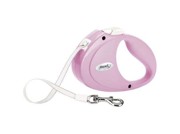 Correa extensible Flexi Puppy rosa para cachorros