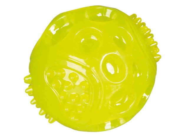 pelota luminosa Trixie flash color amarillo para perros